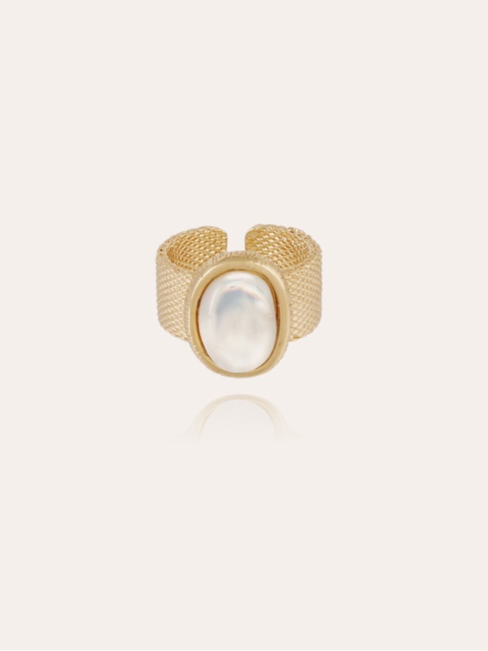 Totem Ovo ring large size - White Mother-of-pearl